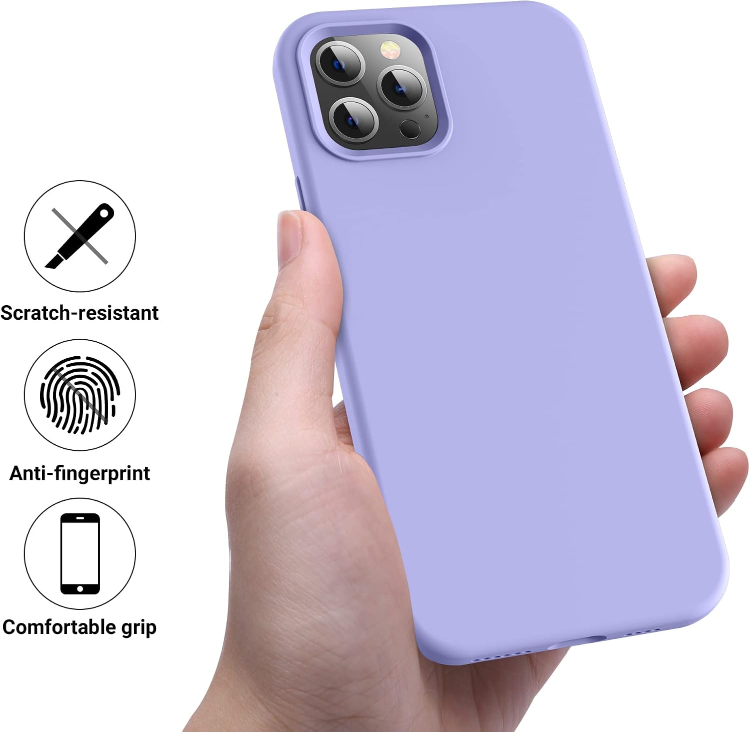 OTOFLY Compatible with iPhone 12 Pro Max Case 6.7 inch(2020),[Silky and Soft Touch Series] Premium Soft Liquid Silicone Rubber Full-Body Protective Bumper Case for iPhone 12 Pro Max (Light Purple)
