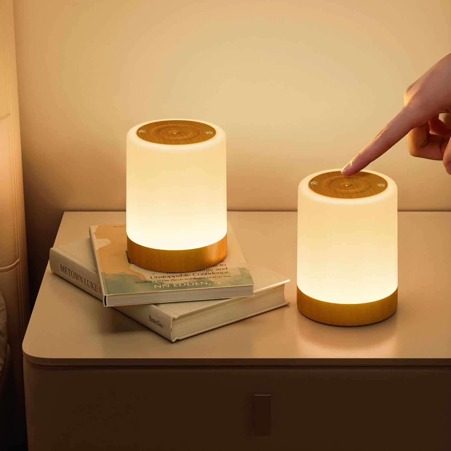 ONEWAY Night Light 2-Pack, Portable USB Rechargeable Touch Control Bedside Lamps with 256 Colour RGB Dimmable