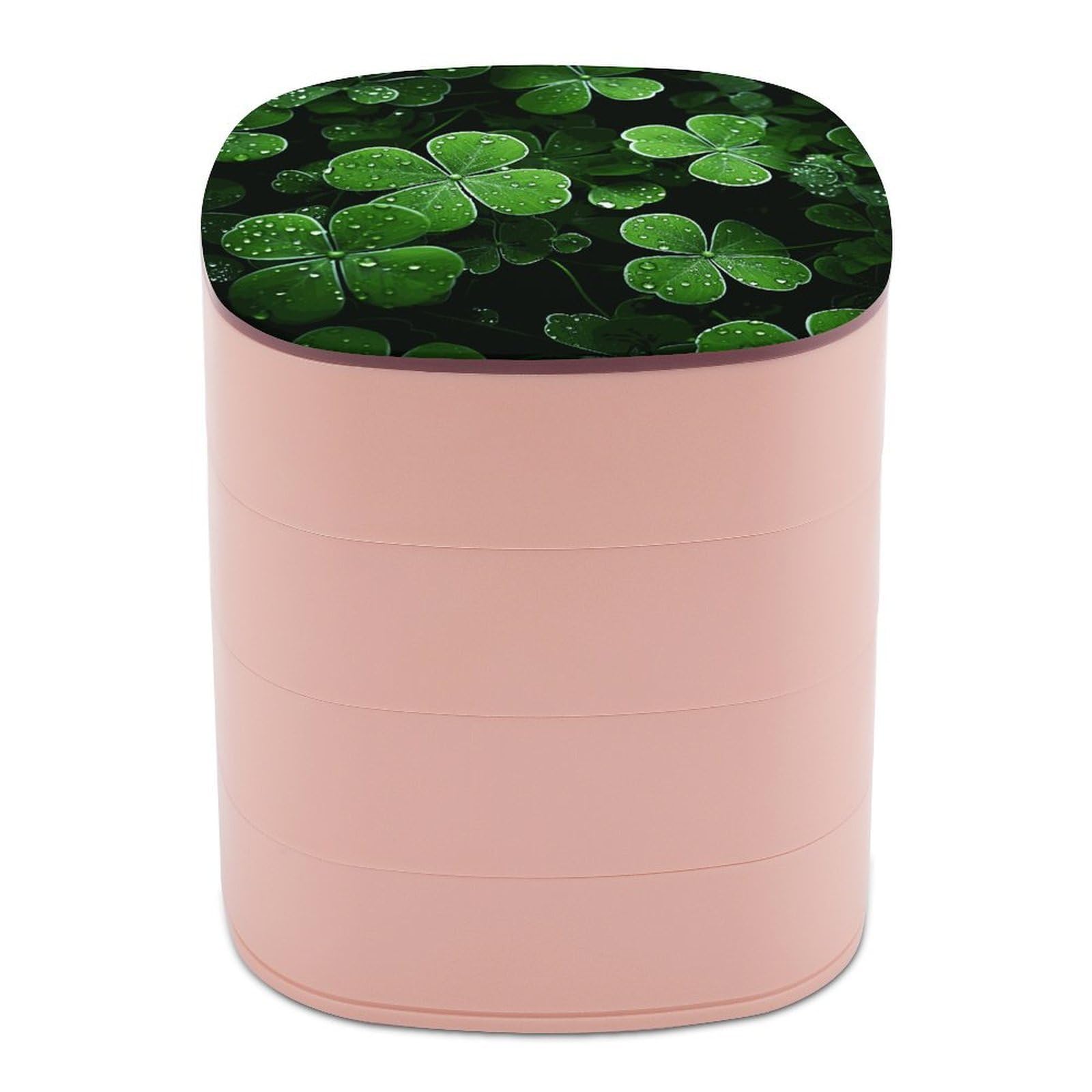 JTREHY St Patricks Day Leaves Jewelry Box 4-Layer Covered Rotating Jewelry Storage Box Large Capacity Storage Boxes Portable Jewelry Case for Bracelets Earrings Necklace