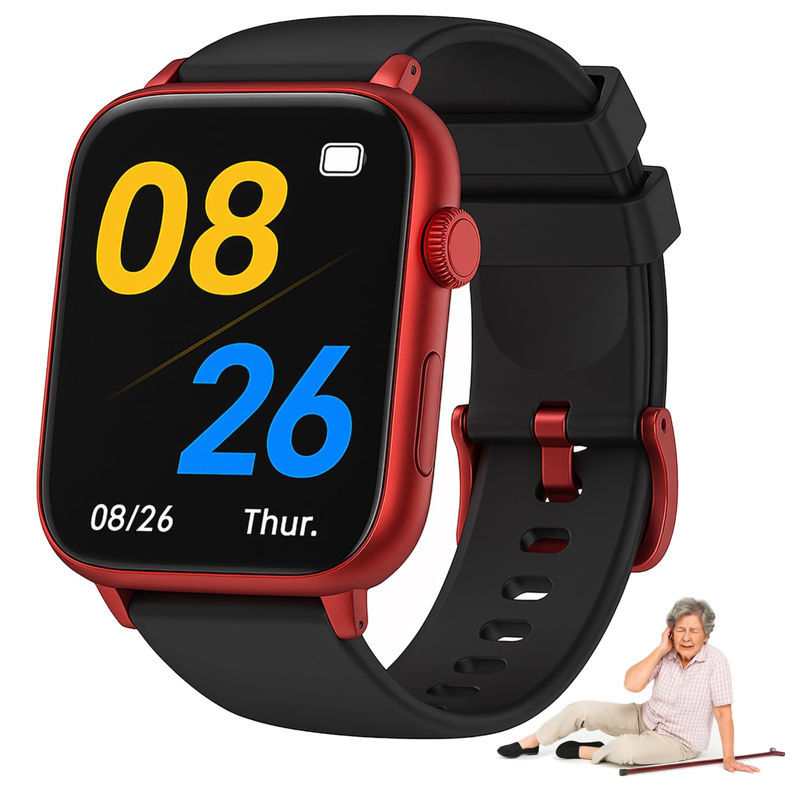 Smartwatch senior con GPS, SOS e rilevamento di cadute, ideale per assistenza agli anziani, videochiamate, impermeabile IP67, richiede scheda SIM (non inclusa)