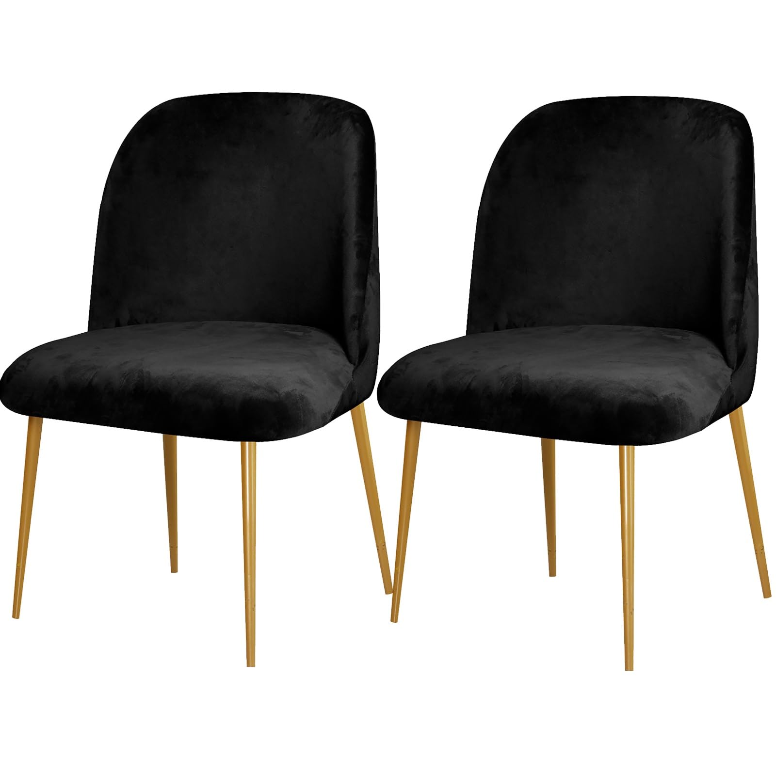 2 Stück Stuhlhussen mit runder, gebogener Rückenlehne, Stretch-Stuhlhusse aus Samt, wiederverwendbarer Schutz for Esszimmerstühle for Büro, Esszimmer, Bankett, Zuhause, Party-Dekor(Black)
