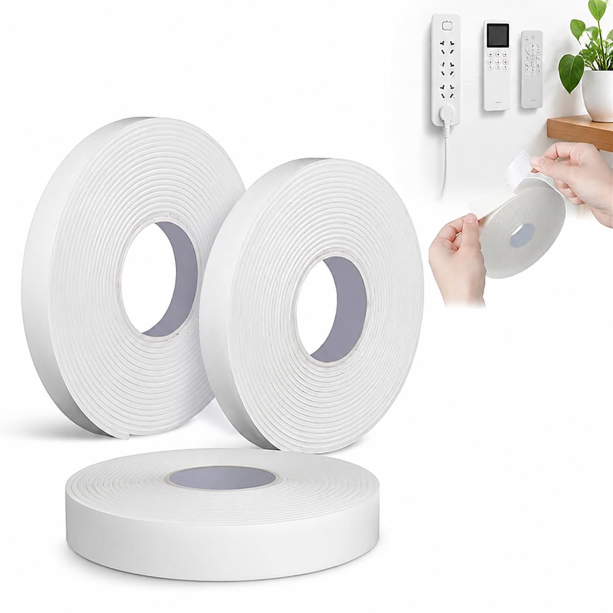 Ruban Mousse Adhésif Double Face 3 Tailles Puissant Amovible Résistant à l’Eau Fixation Industrielle pour Décoration Murs Plafonds Voiture Intérieur Extérieur
