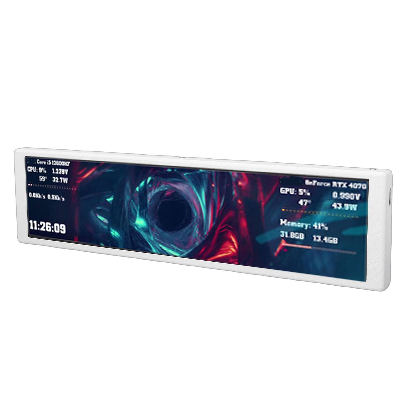 Mini Monitor da 9,2" per PC, Pannello di Visualizzazione della Temperatura del PC con Temi Video Dinamici, Monitor RAM CPU GPU, Layout Personalizzabile per Programmatori di (WHITE)