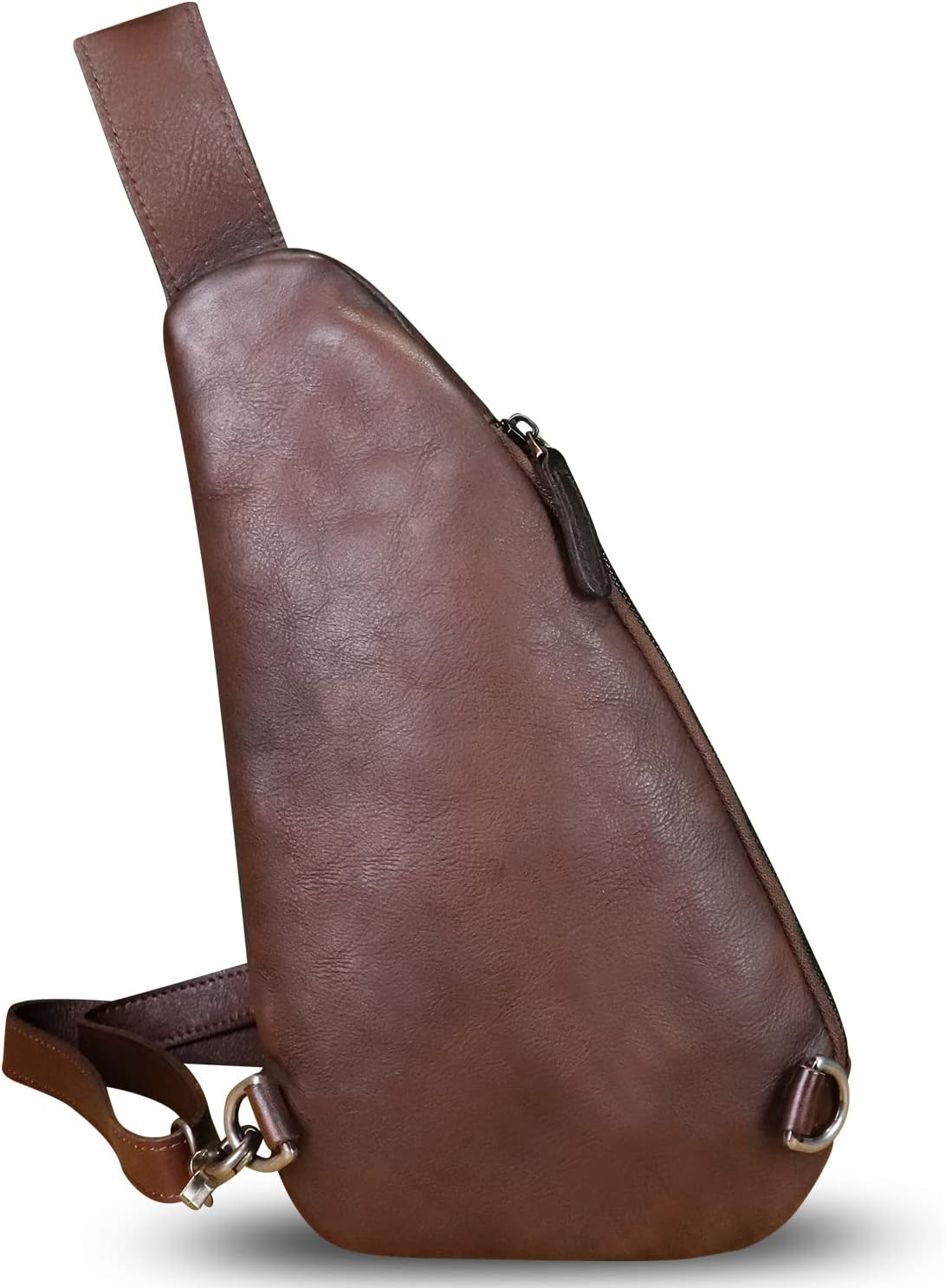 Genuine Leather Silng Bag for Women and Men Vintage Leather Sling Backpack Shoulder Crossbody Bag Chest Purses - Image 3