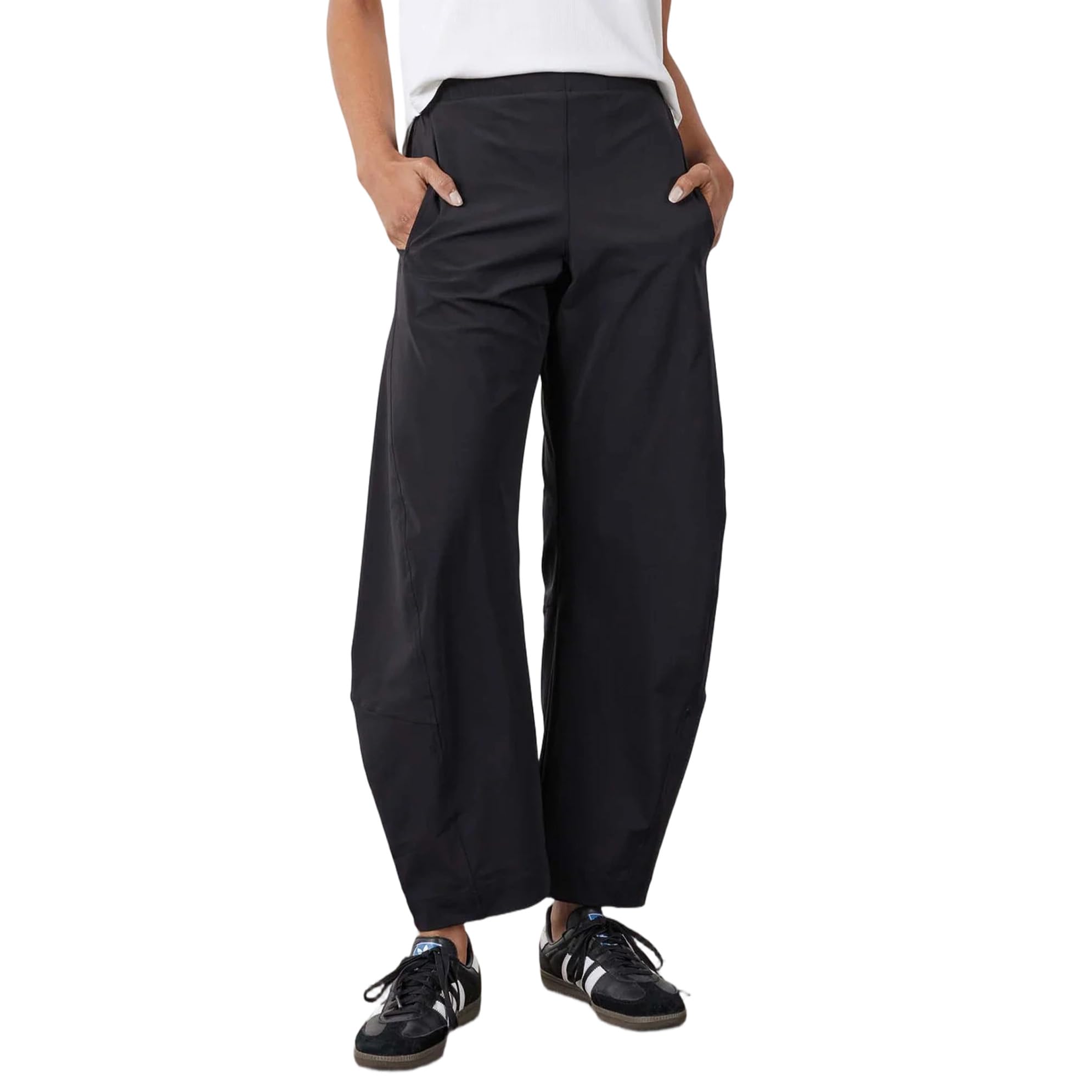 Women Barrel Pants Baggy Wide Leg High Waisted Ankle Pants Summer Lounge Travel Work Trousers with Pockets