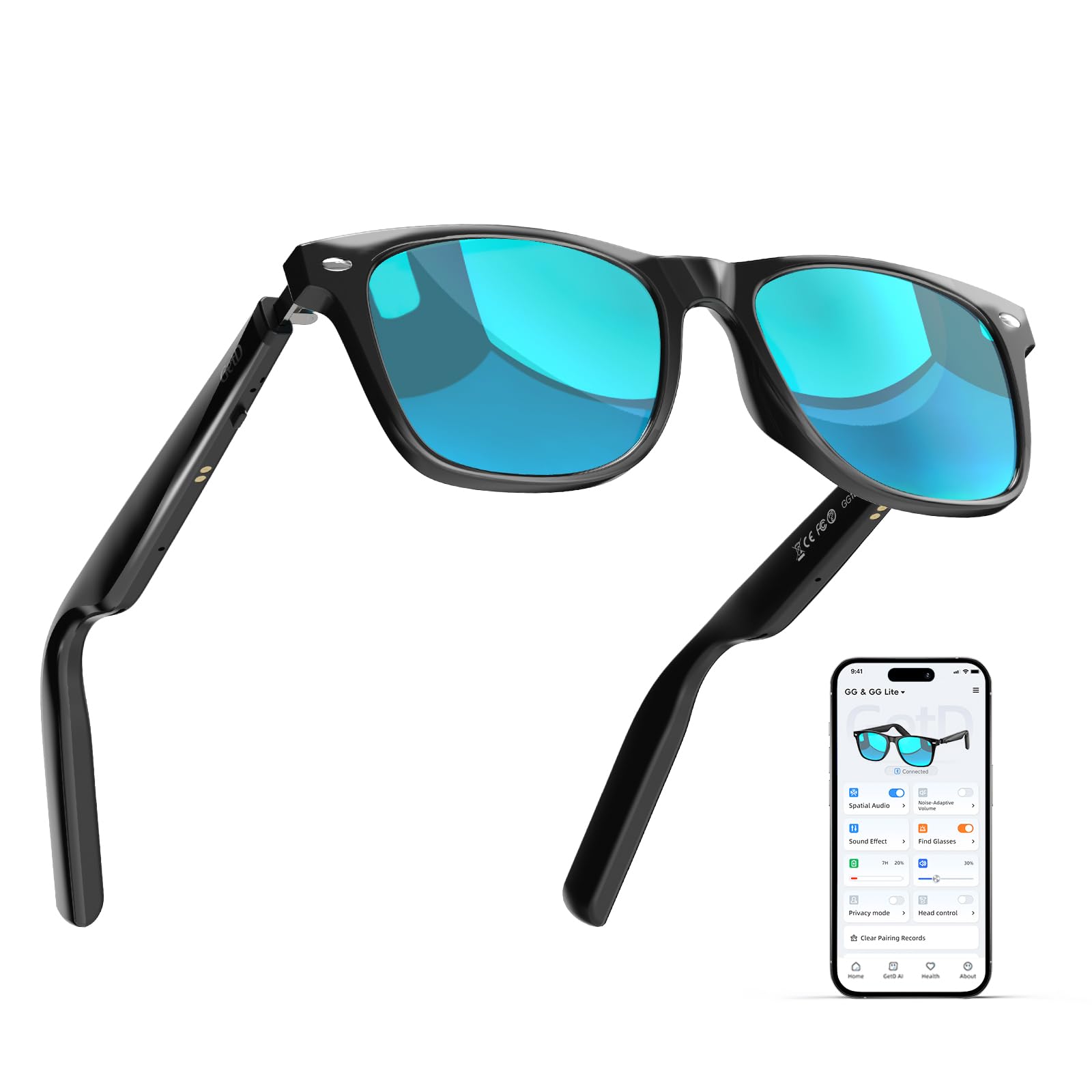 AI Glasses for Men & Women, Smart Glasses Powered by ChatGPT, AI Real-time Translation with 147 languages, 11H Music Play, Bluetooth Sunglasses with Polarized Lens, UV Protection for Daily Use, Travel