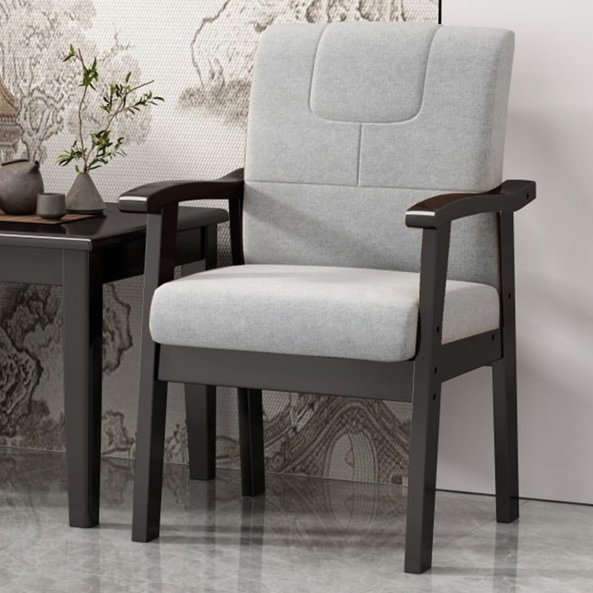 ASerZenith Executive Office Chair With Padded Seat & Arms Conference & Waiting Room Chair For T & Support Design For Professal Use,A-Black Legs