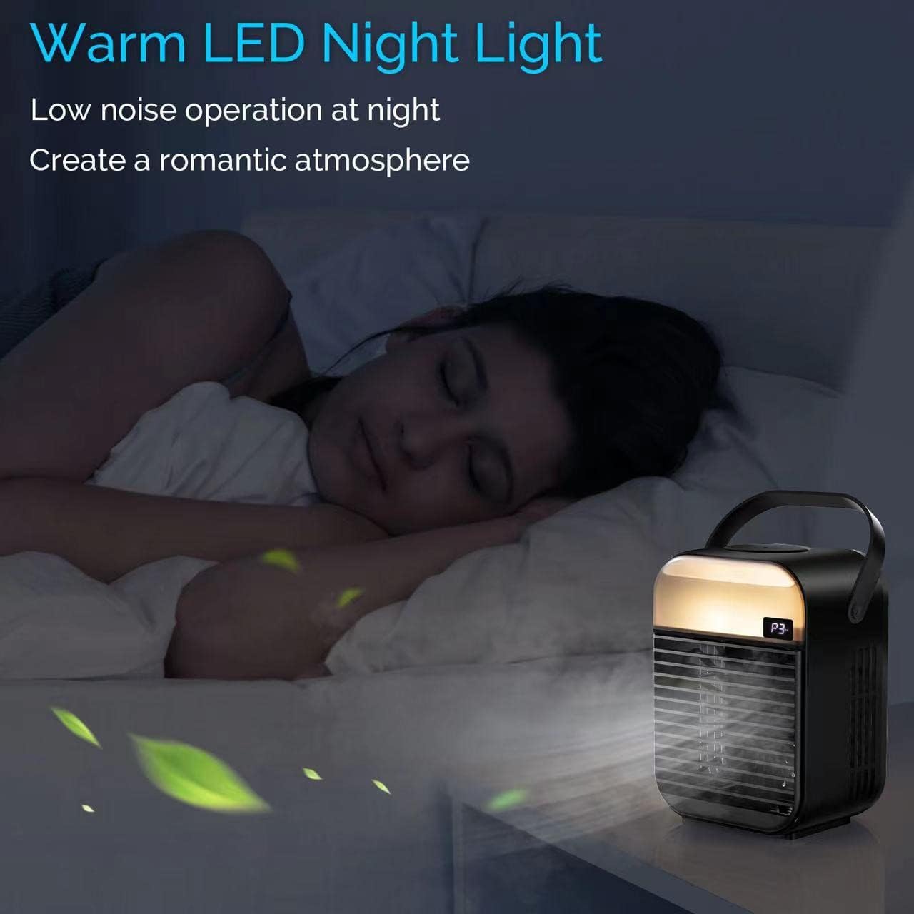 TOCOOL Portable Air Conditioner Fan, Mini Evaporative Cooler, Personal Air Conditioner Small Air Cooler Quiet Desk Fan Humidifier Misting Fan for Small Room Bedroom Home Office, Black