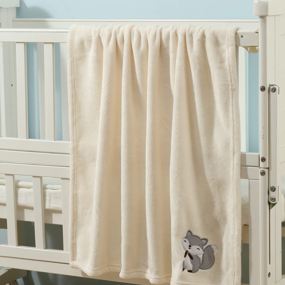 CREVENT 2Pcs 75cmX100cm Cute Cozy Fluffy Warm Baby Blankets for Infants Toddlers' Bedding Crib Cot Stroller - Grey Cloud + Fox - Image 3