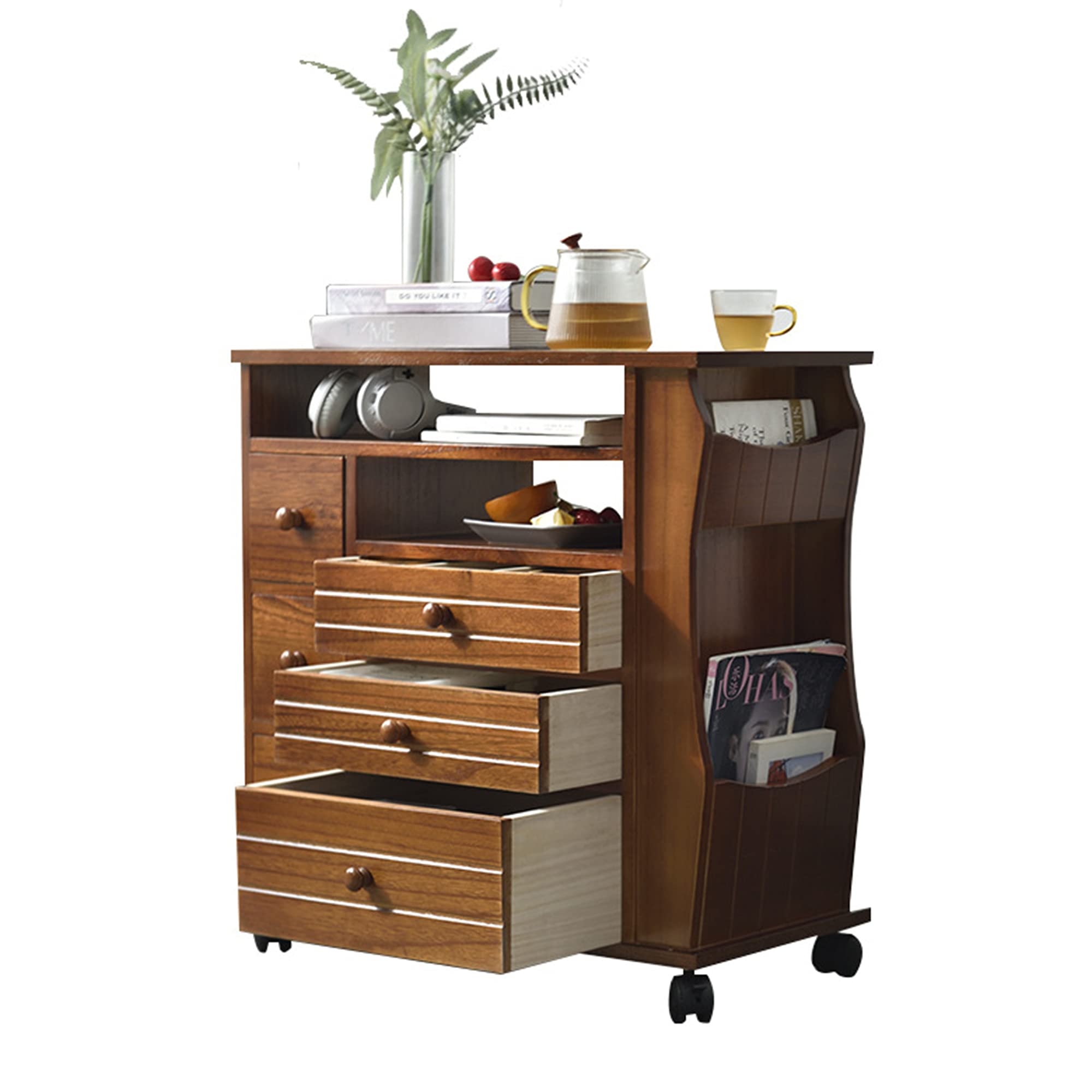 QINJIE Wood Buffet Sideboard Serving Storage Cabinet, Multipurpose Storage Cabinet with 3 Large Drawers, 3 Small Drawers for Hallway, Entryway Or Living Room