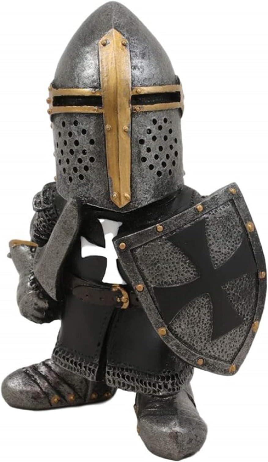 HLONGG Garden Resin Statue Knight Garden War Statue Medieval Theme Party Ornaments for Outdoor Patio Yard Lawn Decor Courtyard Art,Metallic