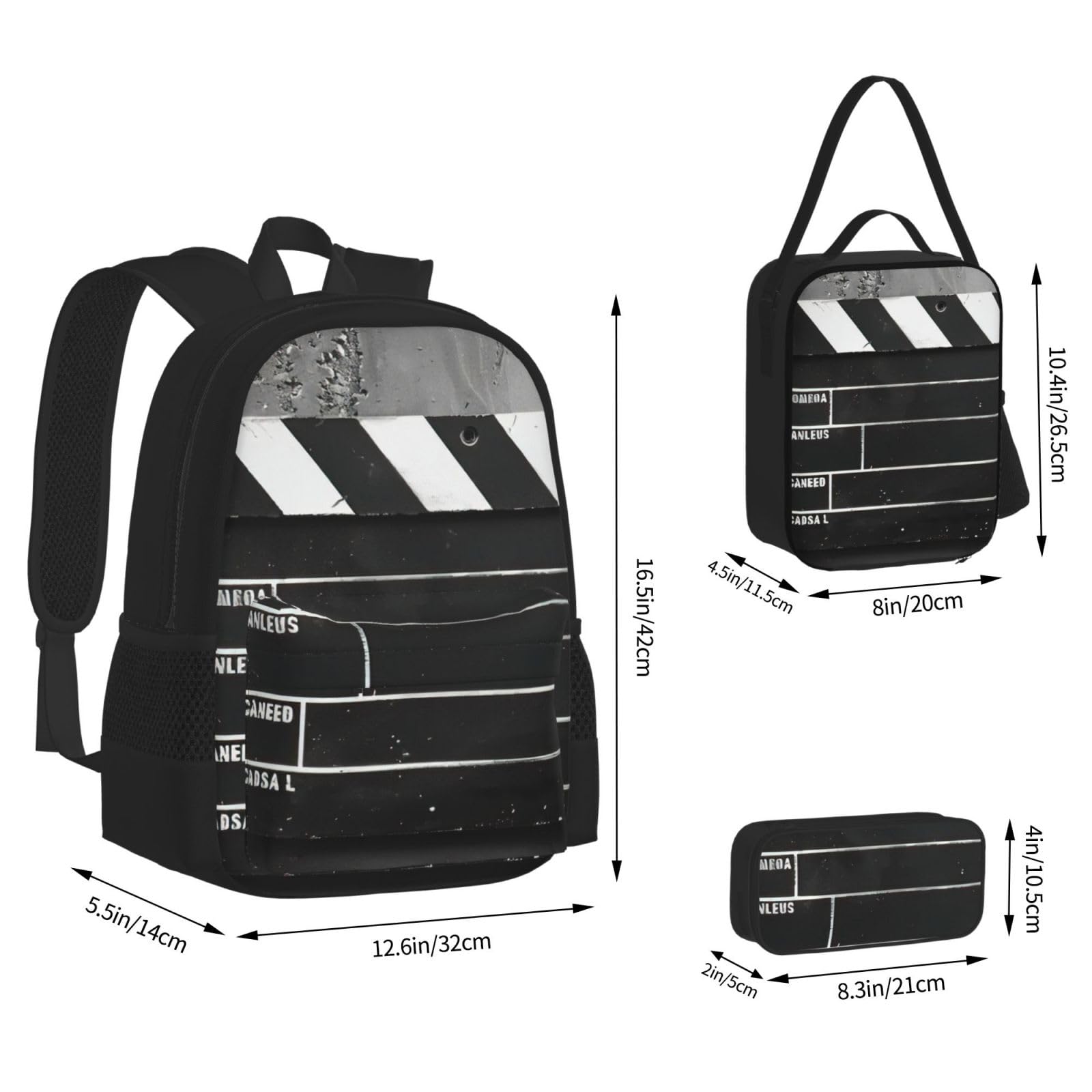 Zaino, borsa portapranzo, astuccio, set da 3 pezzi, per lavoro e