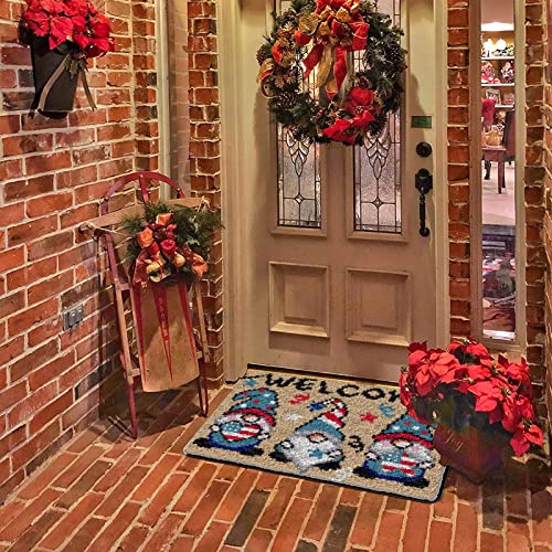 Tezkim Latch Hook Kits For Adults Kids Christmas Rug Making Kits With Printed Canvas Carpet Tapestry Kits Diy Needlework Doormat Creative Gift Home Decoration 20.5Inch X13.8Inch (Beige) #TOP2