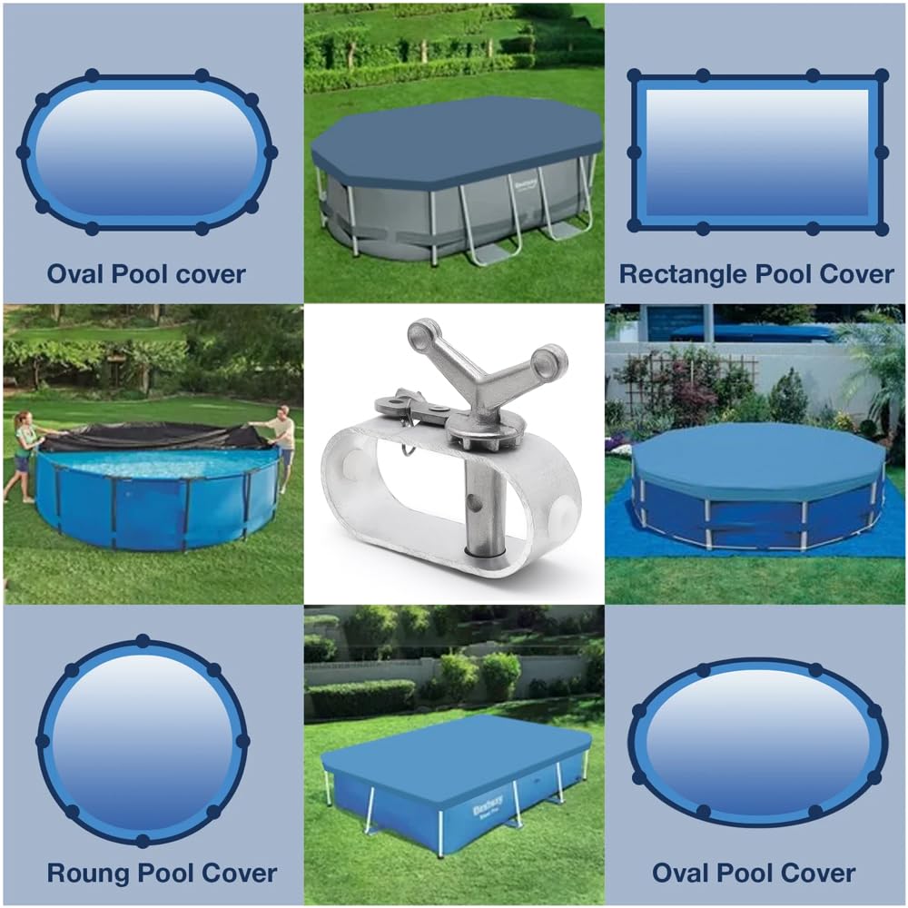 2 Stück Poolabdeckung Spanner - Aluminium Ratschen Für Seilabdeckungen | 7,5x6,4x2,3 Cm | Einfache Installation Für Runde & Ovale Pools