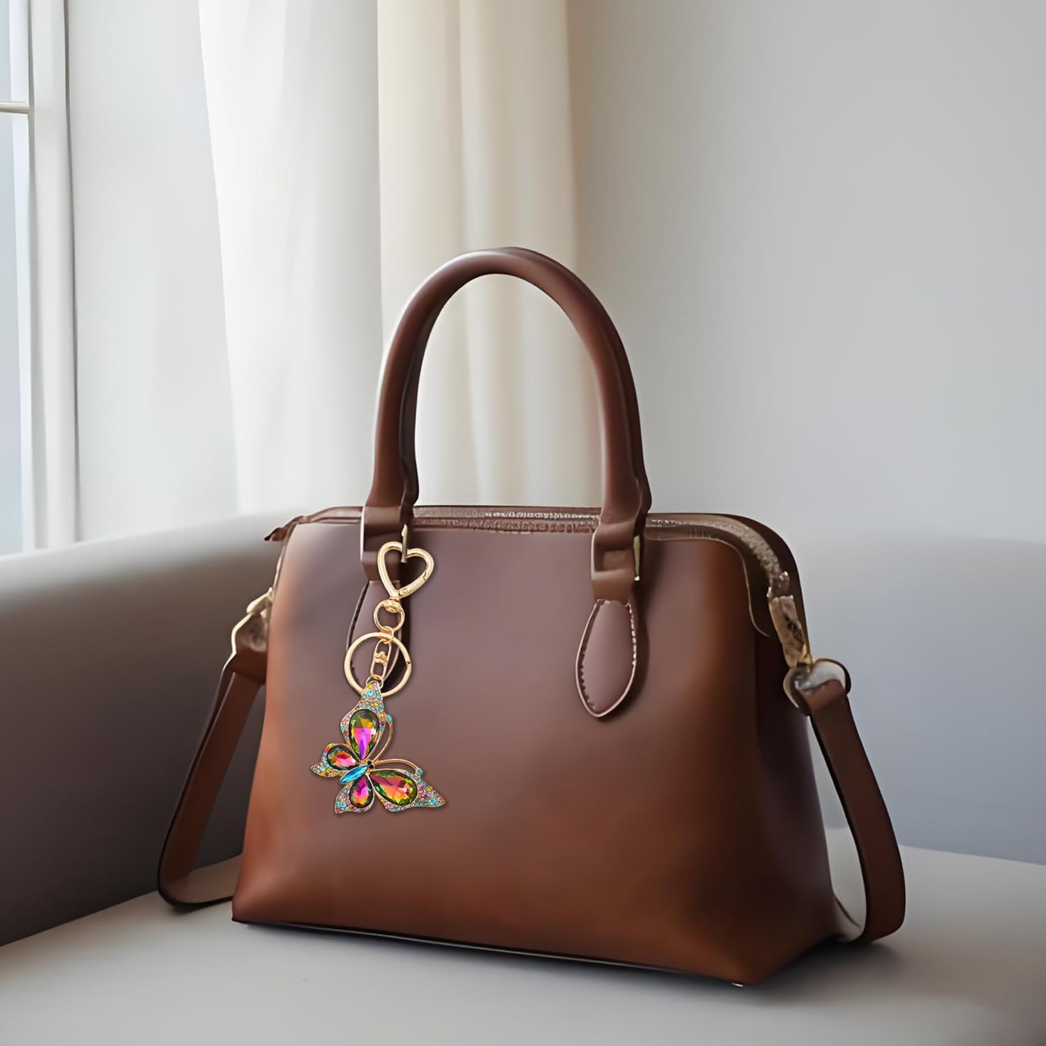 Crystal Butterfly Keychain Cute Bag Purse Charm for Handbags Butterfly Purses for Bag Butterflies Gifts for Women - Image 3