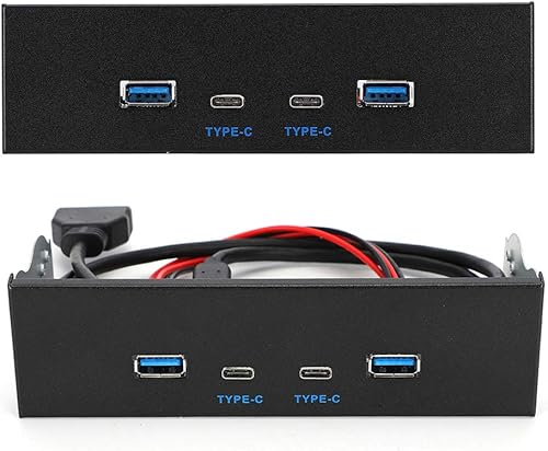 USB3.0+2.0+Tipo C Tipo E Panel Piezas de computadora Tipo C Panel frontal, Accesorios de escritorio Negro GEN2 Panel frontal USB 3.1 Panel frontal,