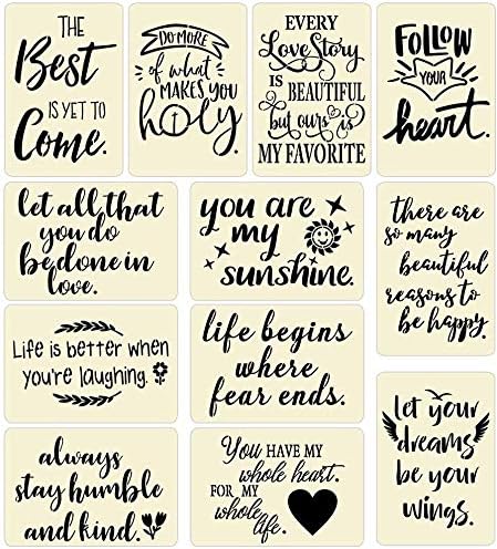 Hioph Inspirational Word Painting Stencils Reusable Motivational Drawing Template DIY Craft Stencils Painting on Wall, Wood, Canvas, Card, Paper Inspire Yourself or Your Friends & Family