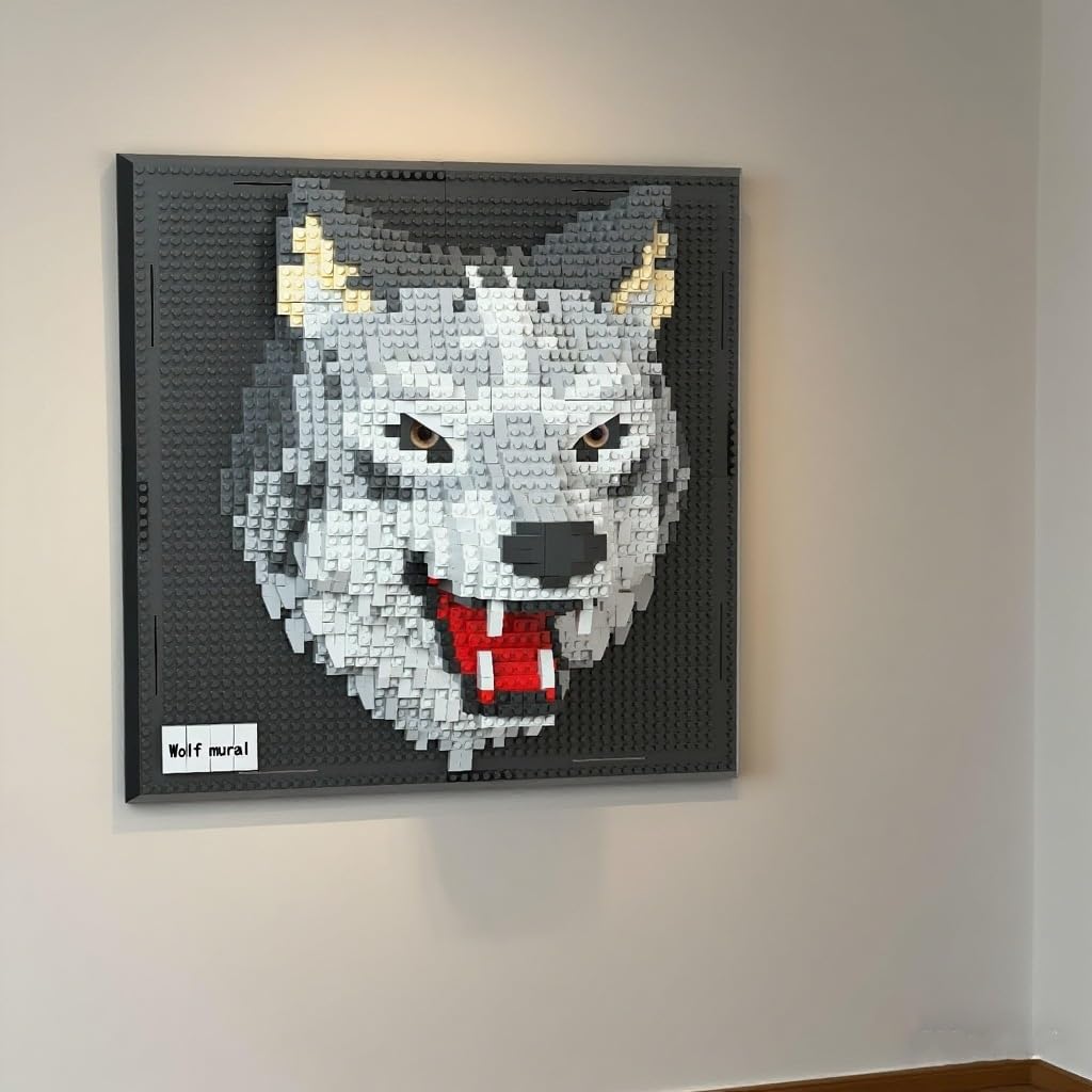 KeKeDuo Murali 3D Lupo Gioco di Costruzione, Animali Modello Creatività Decorazione Da Parete o Da Tavolo Creatività, 2214 Pezzi Nano Micro Blocchi di Costruzione Creativa per Adolescenti e Adulti