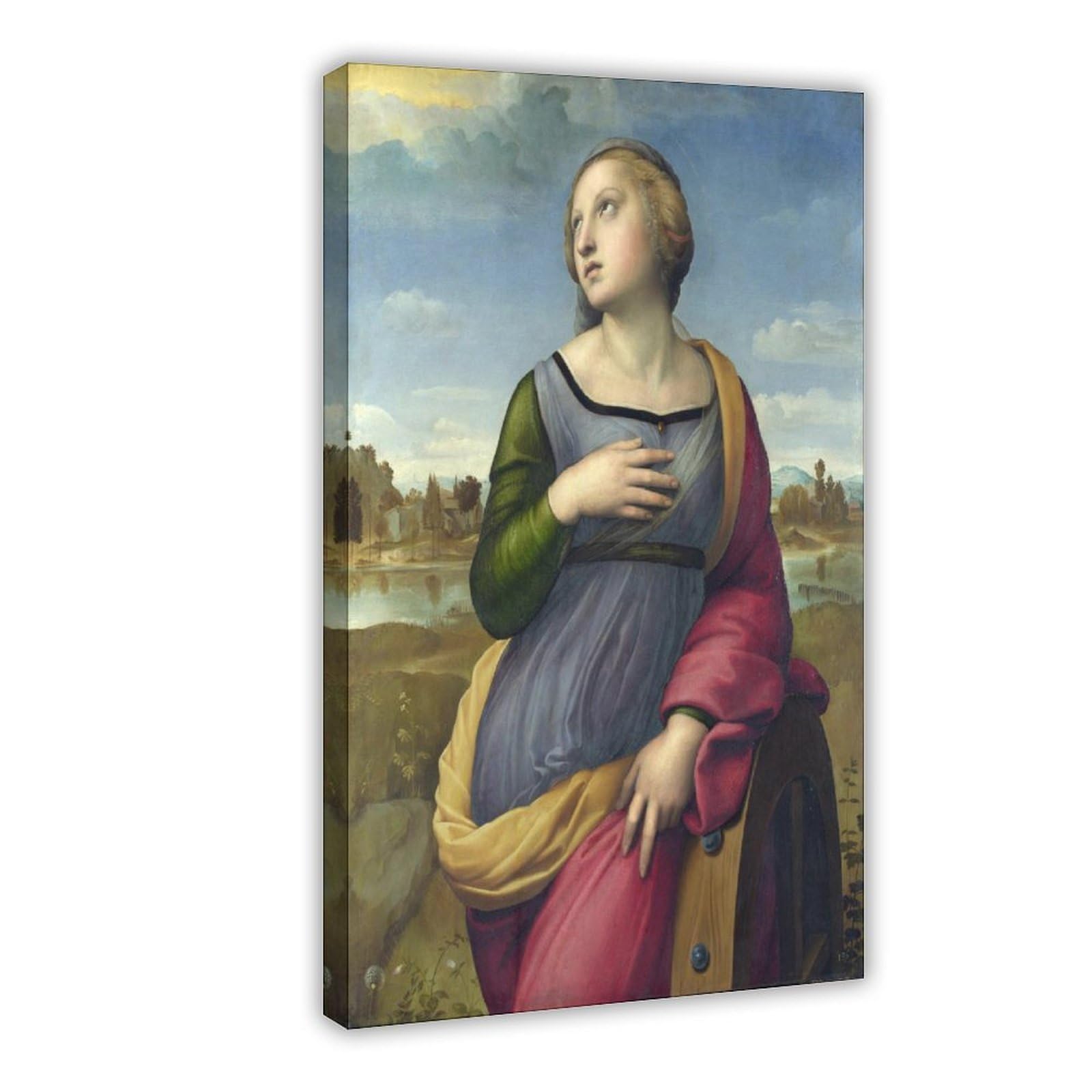WCYB Saint Catherine of Alexandria Raphael Posters Prints Canvas Deco Paintings Wall Art Hangable Frame 8" L X 12" W
