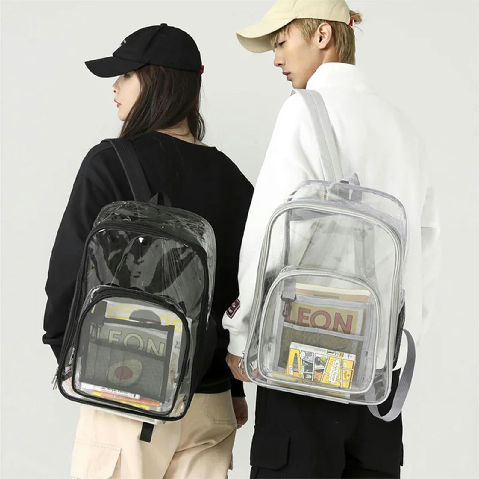 Rucksack Damen Unisex Wasserdichte Rucksack Transparente Teenager -schüler Rucksäcke Große Schultasche Tragbar