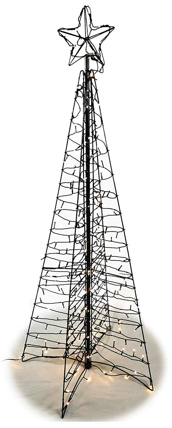Gartenpirat Moderner Weihnachtsbaum 150 cm Pyramide aus Metall mit Lichterketten 264 LED