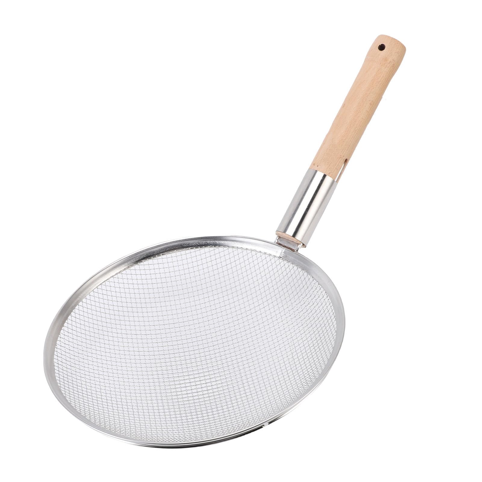 Feinmaschiger Schaumlöffel aus Edelstahl mit Holzgriff Zum Kochen in der Küche zu Hause, 25,4 Cm (30cm)