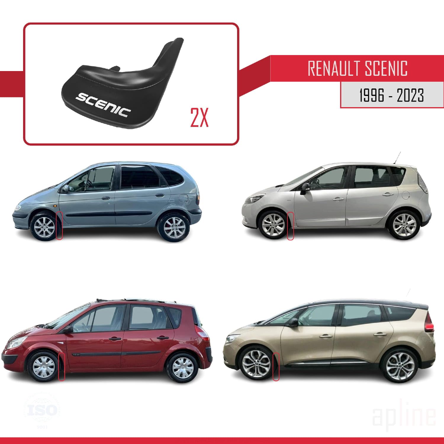 Kompatybilny z Renault Scenic 1996-2023 błotniki samochodowe przód i tył, zestaw 4 sztuk, czarne