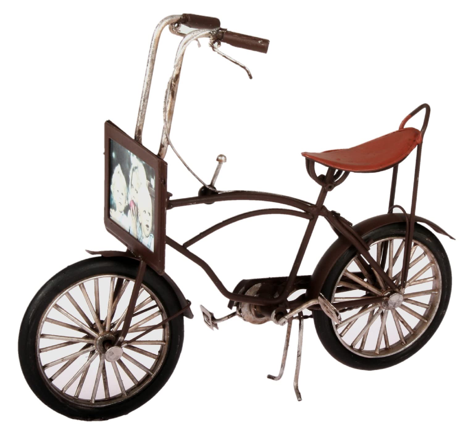 Lenzbach Bonanzarad aus Metall 22 cm braun mit Bilderrahmen Fahrrad Bonanza Oldtimer Nostalgie Blech Modell Rad Velo Küche, Haushalt & Wohnen