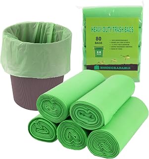 Small Trash Bags, Biodegradable 2.6 Gallon Extra Thick Garbage Bags, Recycling & Degradable Rubbish Wastebasket Liners Bags for Kitchen Bathroom Office Car Pet (2.6 Gallon (17.7 * 19.7"))