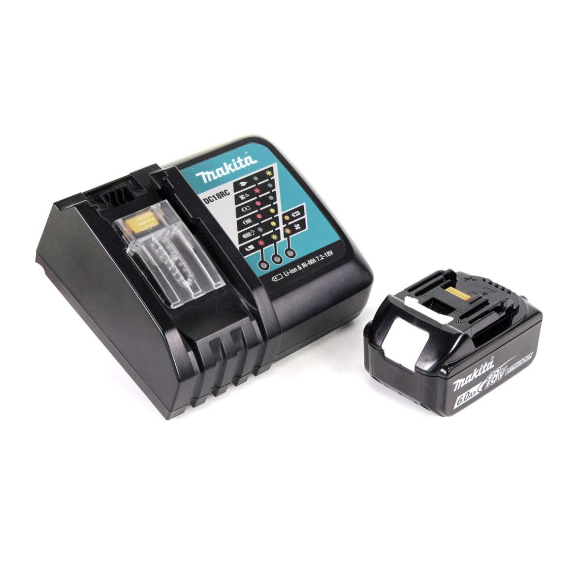 Makita DGA 517 RG1J akumulatorowa szlifierka kątowa 18 V 125 mm bezszczotkowa + 1 x akumulator 6,0 Ah + ładowarka + Makpac