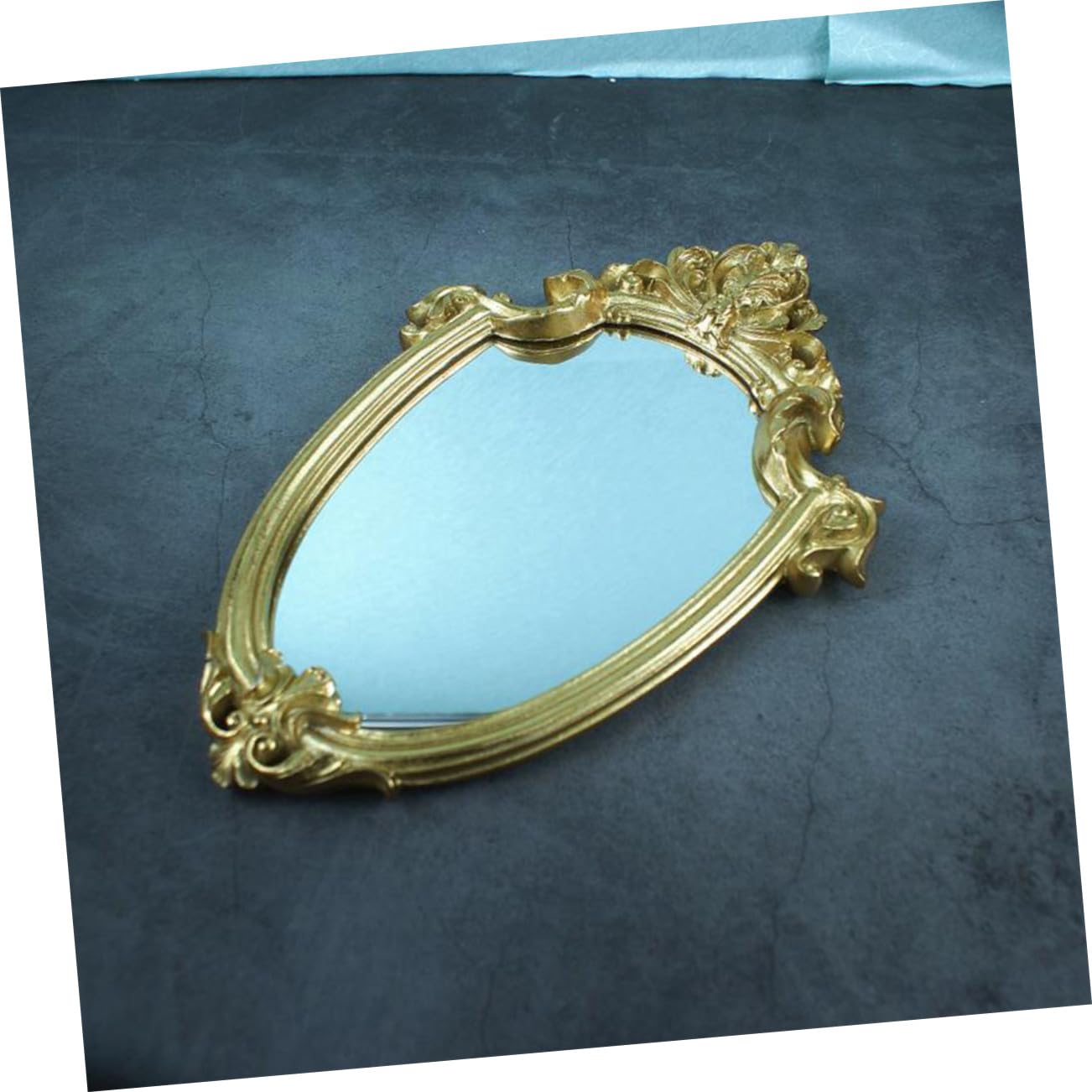Healvian Retro Relief Hängespiegel aus Glas in Gold, Dekorativ für Wand