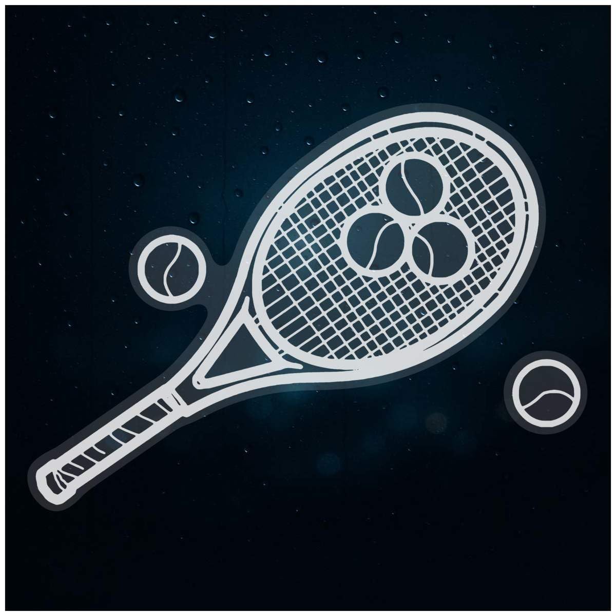 Azeeda Medium 210mm 'Tennis Racket & Balls' Clear Static Window Cling Sticker/Decal (White) (WC00050786)