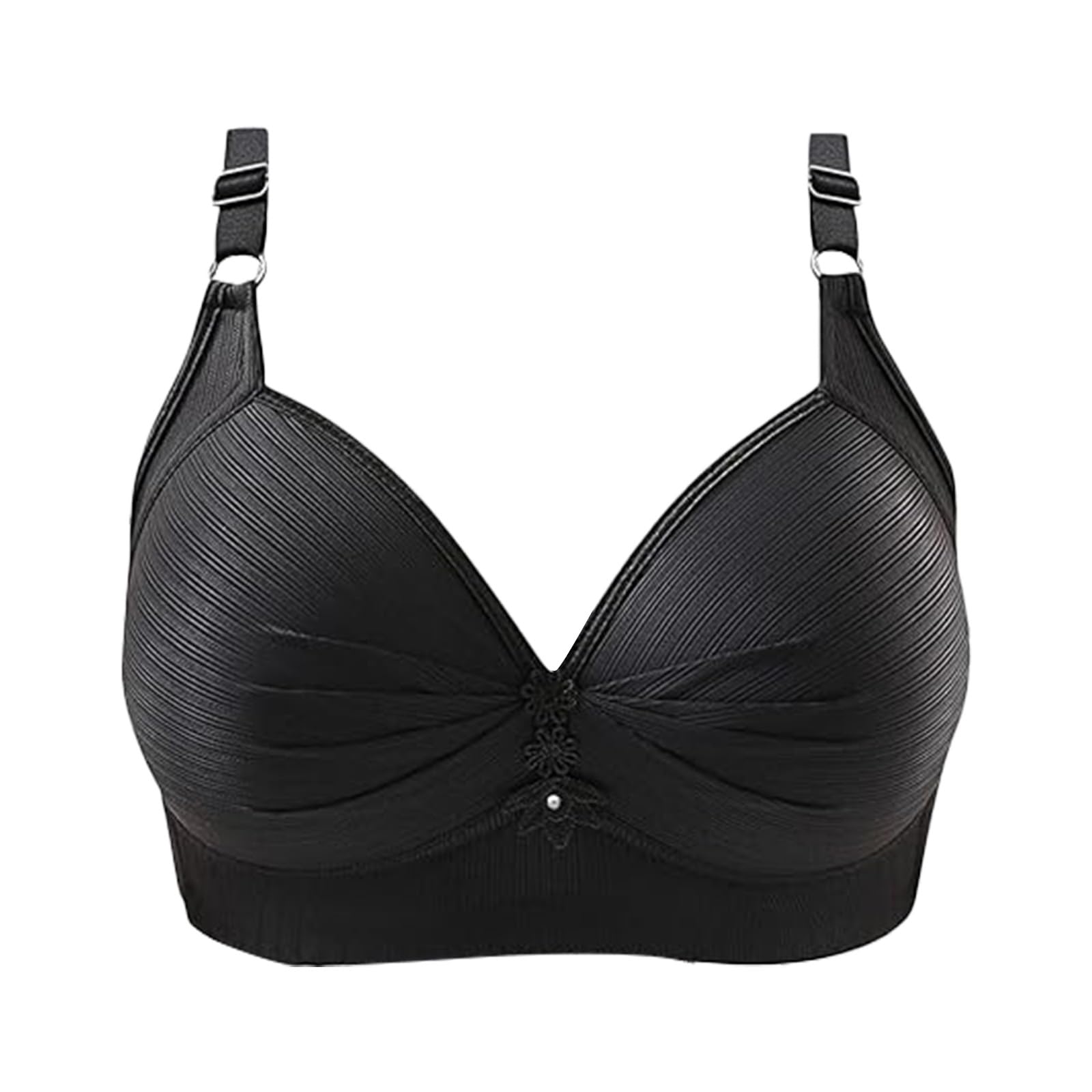 Generisch Reggiseno sexy da donna in pizzo con bottoni sul retro, coppe modellanti, tracolla regolabile, grande dimensione supporto completo senza cuciture
