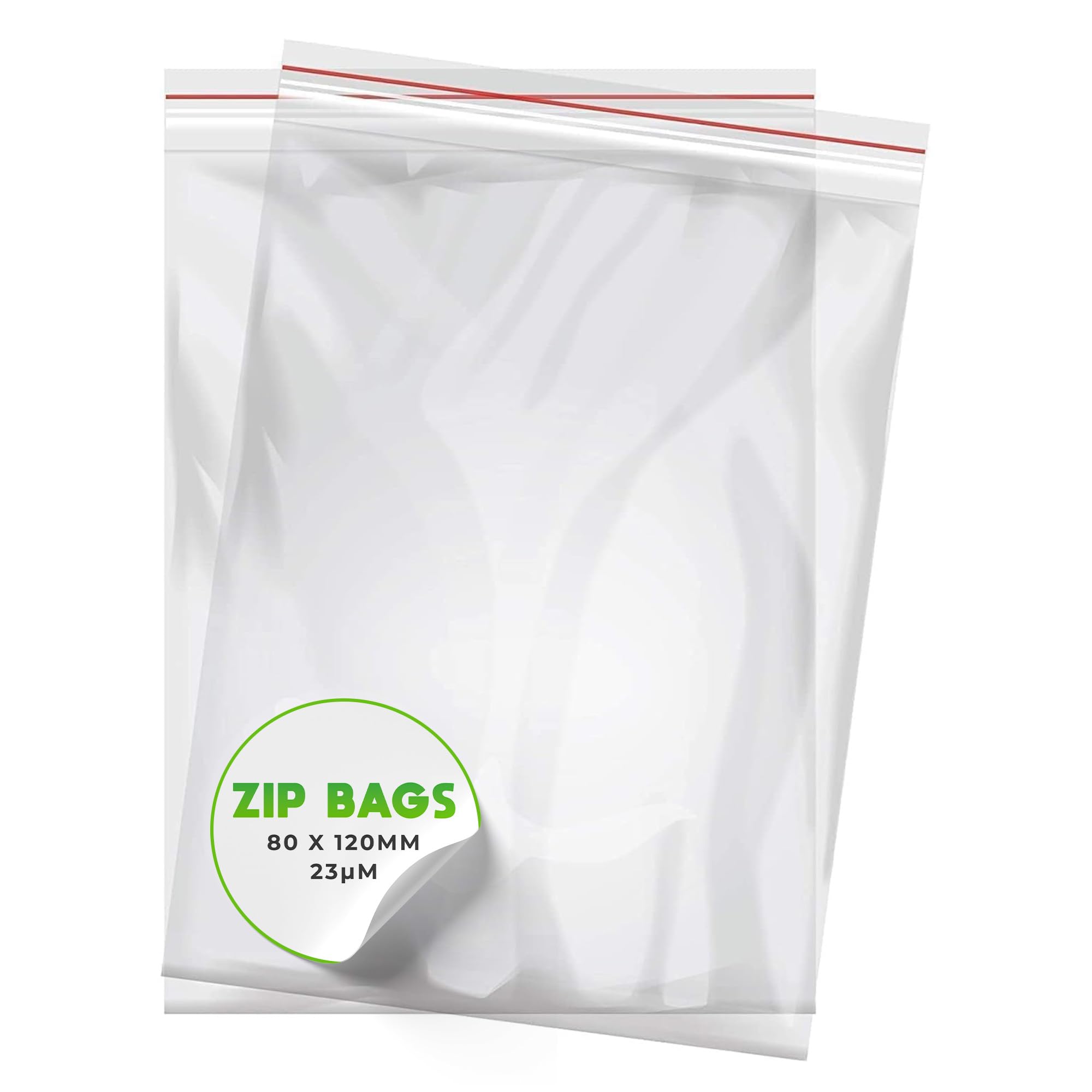 Woreczki Strunowe 80x120mm - Plastikowe Transparentne Opakowanie - Zamykana Przezroczysta Torebka Na Materiały - Wodoszczelne Zamknięcie - 100 sztuk