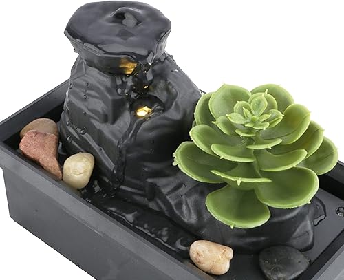 Miniatura 2 de Fuente de agua para interiores, fuente de escritorio en cascada, ganar dinero y decoración de agua de la suerte de Feng Shui, para decoración de