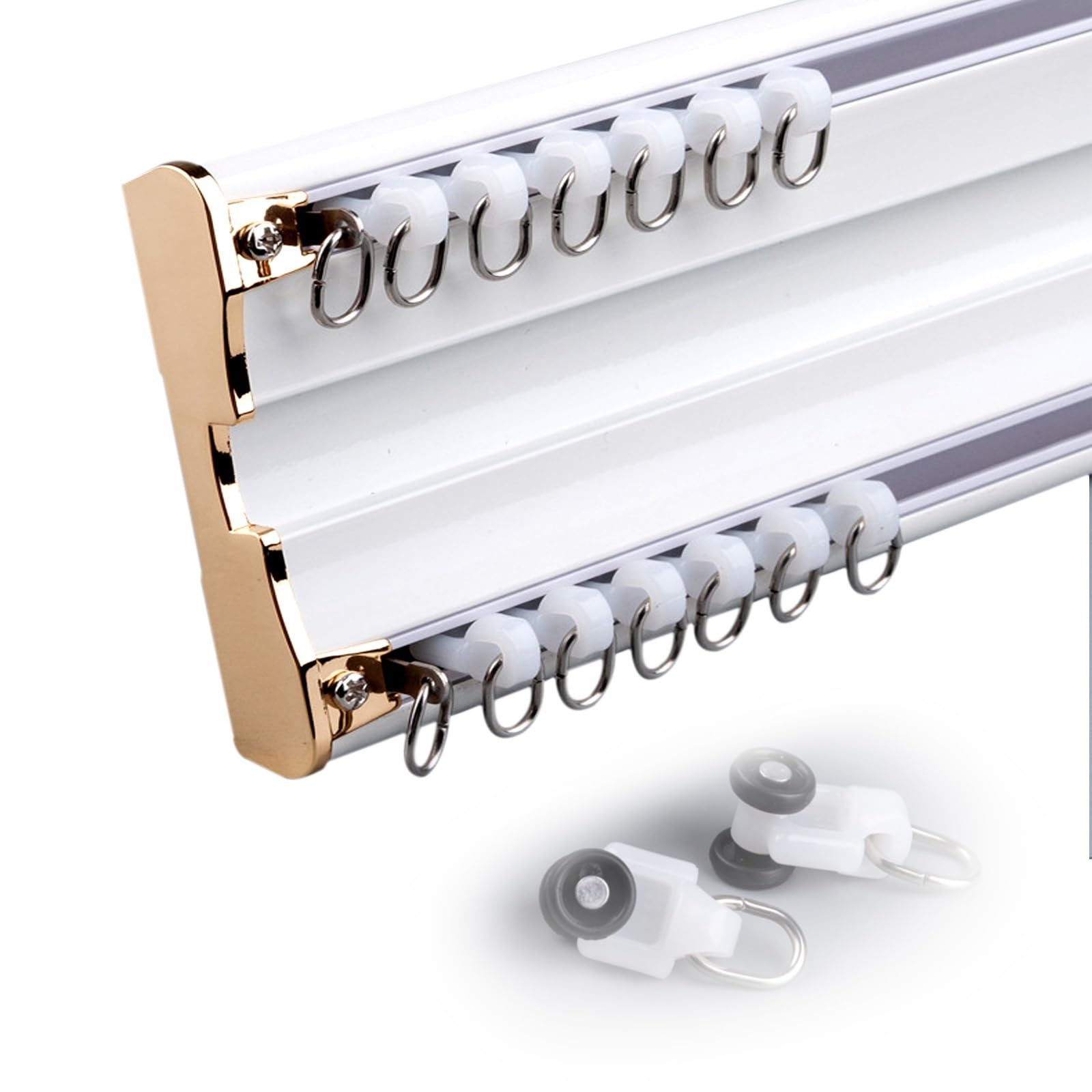 Rieles de aluminio para cortinas de techo blanco y separador de ambientes de 150 cm