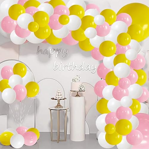 Miniatura 3 de Kit de arco de guirnalda de globos rosa, amarillo y blanco  109 globos amarillos, rosas y blancos para niña, primer cumpleaños, You Are My Sunshine