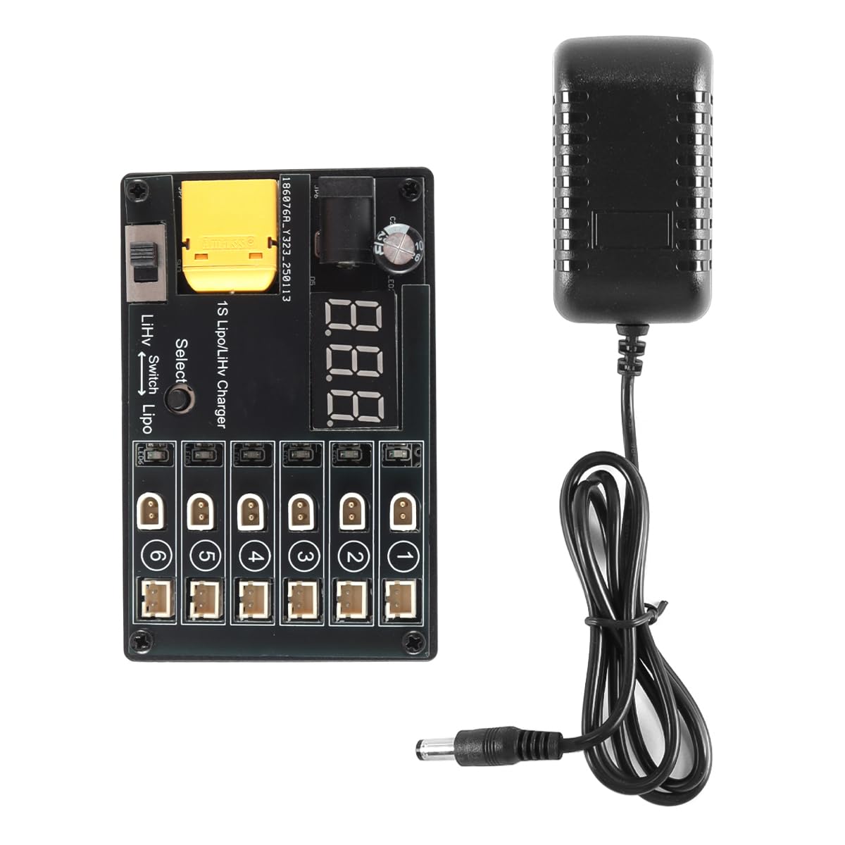 Chargeur de batterie LiPo 1S 3,7 V/3,8 V, 6 ports, 3,8 V/4,35 V, pour drone RC, quadricoptère, batterie Lipo avec BT2.0/PH2.0