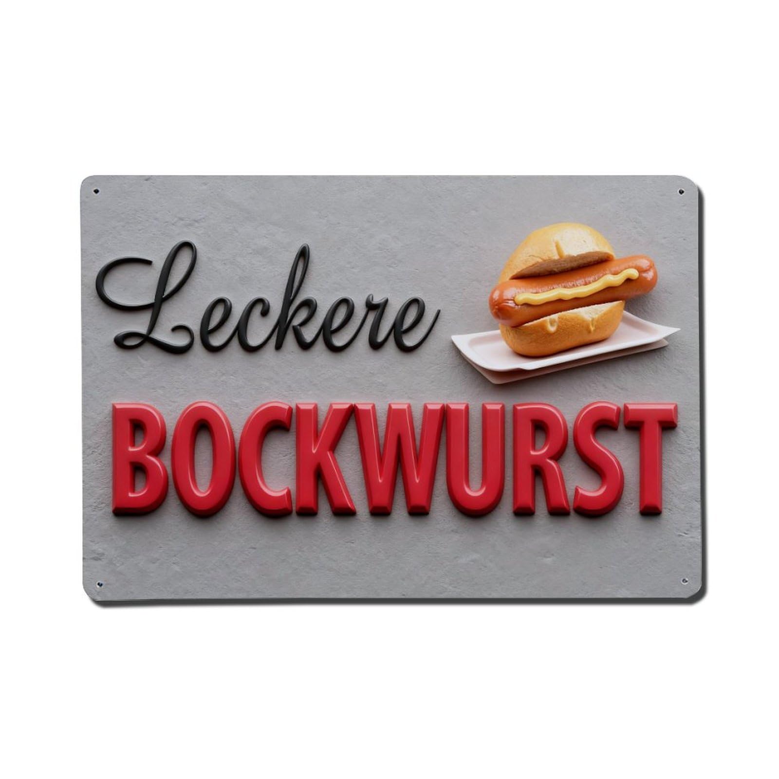 Tasty Bockwurst Hotdog Sausage Bun Vintage Metal Tin Sign Retro Wall Decor, Bar Garage Cafe Kitchen Home Wall Art Poster Decoration 8x12inches