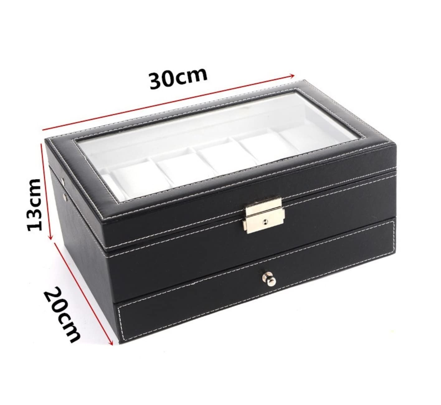 Uhrenetui, Uhren-Organizer, Display, 12 Fächer, Uhrenbox, doppellagiger Schmuckhalter aus PU-Leder, Aufbewahrungskoffer mit Schublade, Uhrenbox