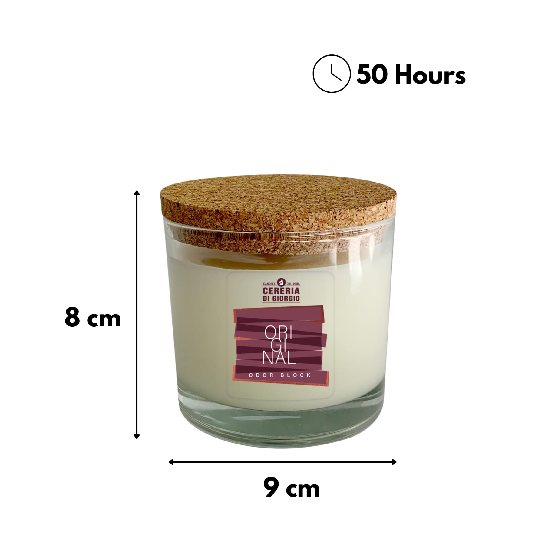 Cereria Di Giorgio - Confezione da 6 Candele in bicchiere - Cera vegetale di Palma e Soia - Collezione Odor Block - Original - Durata 50 ore