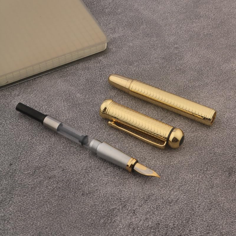 Penna stilografica in metallo con linea classica, elegante, per scuola, studenti, ufficio, idea regalo (giallo)