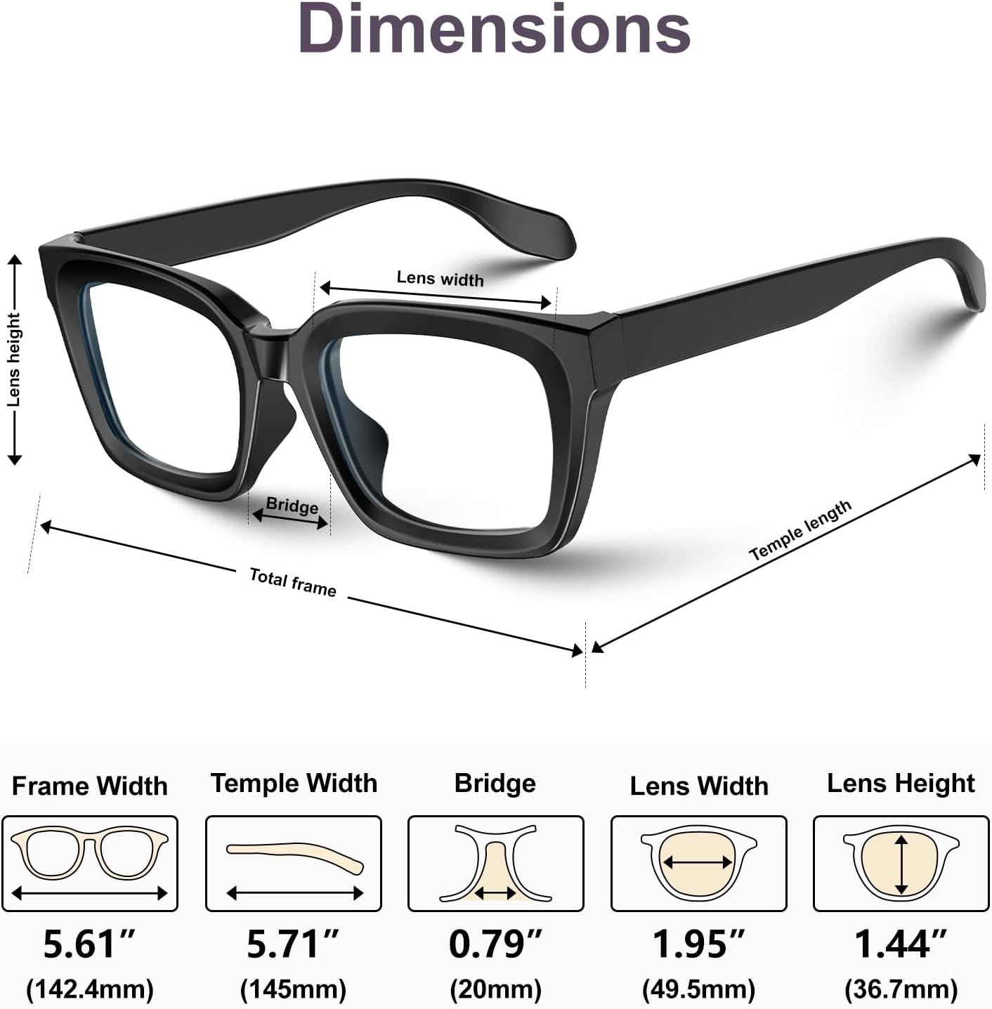 VISOONE Chunky Square Blue Light Blocking Glasses with Anti Computer Glare for Working Women Men MONTANA - Image 8