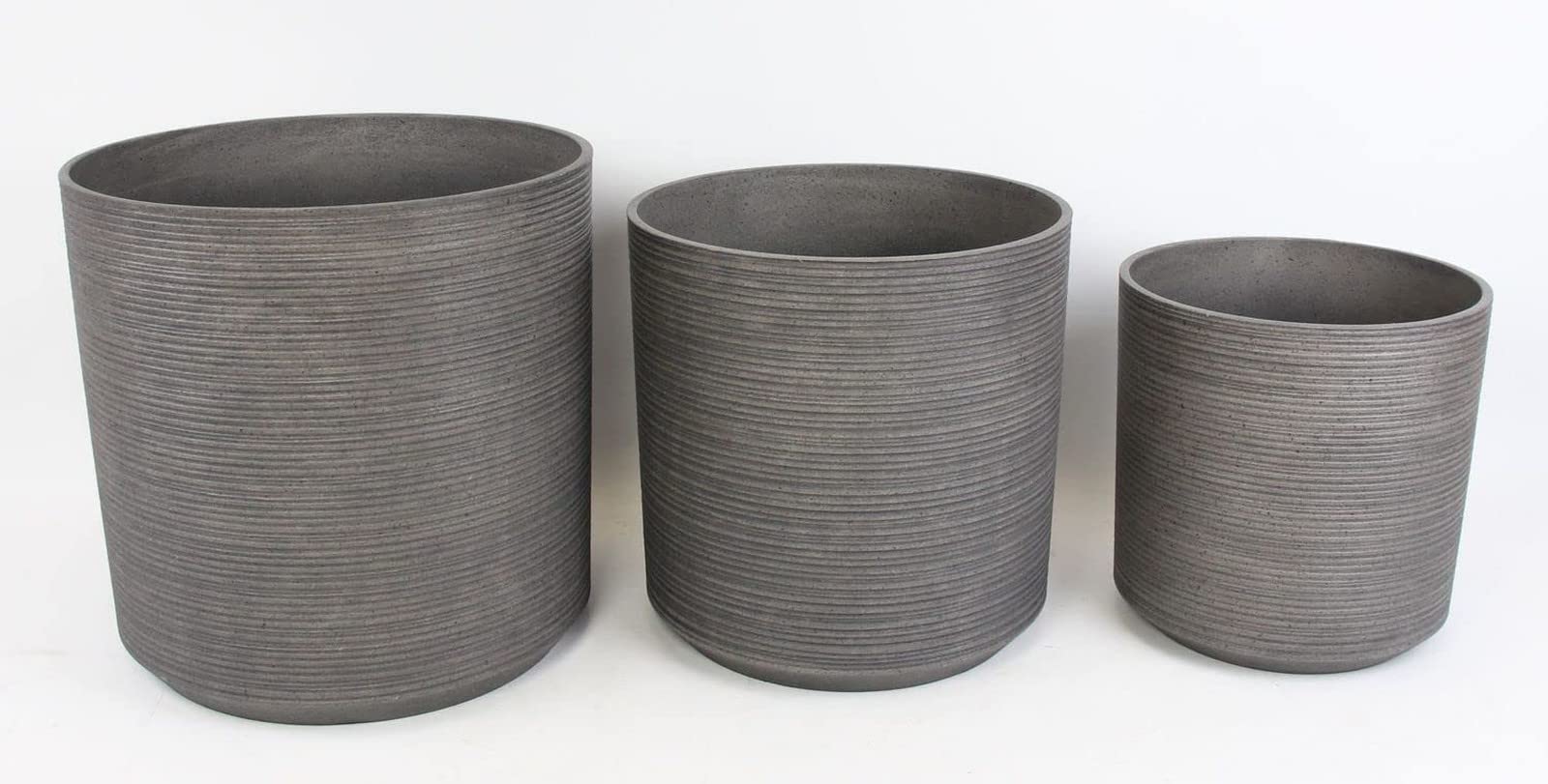 Dekoleidenschaft 3X Übertopf Re-Cycle in grau-braun aus tlw. recyceltem Kunststoff, Pflanztopf Set, Blumentopf, Blumenübertopf, Pflanzgefäß