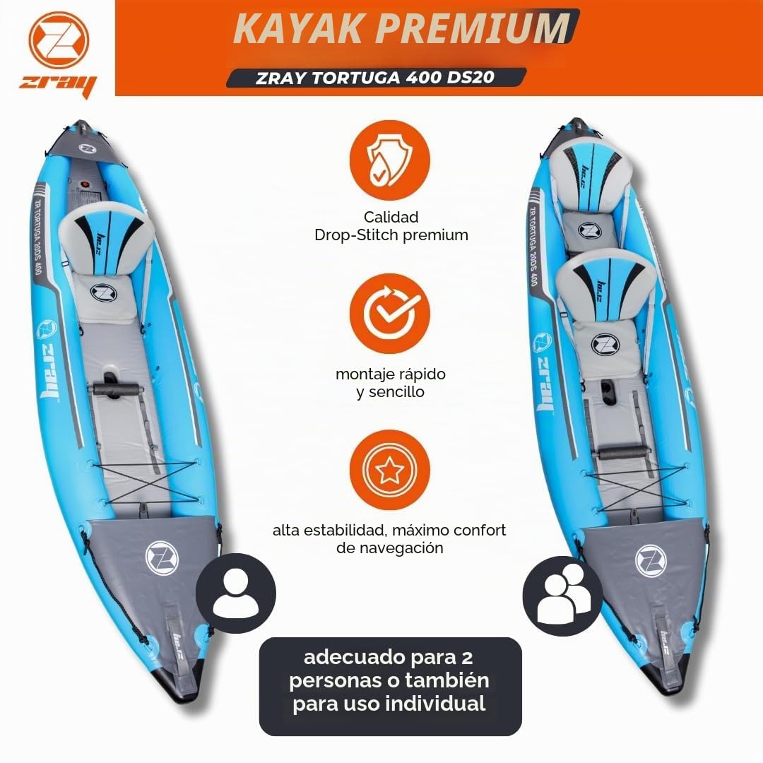 ZRAY Juego de kayak premium para 2 personas, Tortuga 400 DS20 (suelo y asientos)