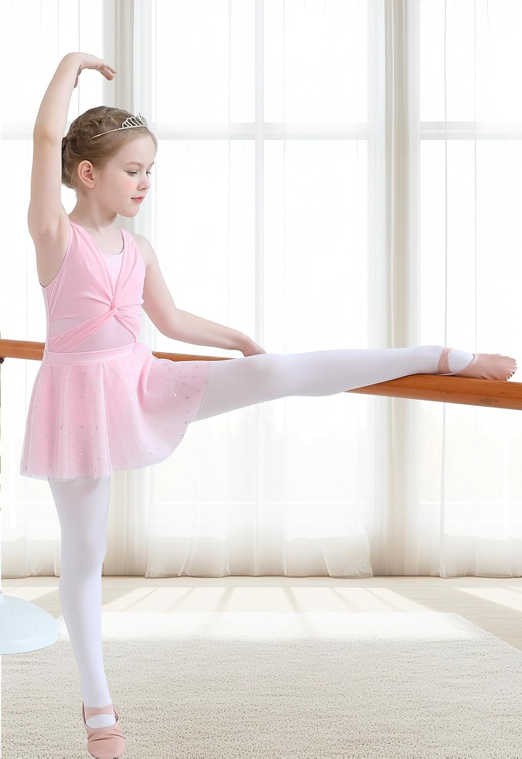 DAXIANG Mesh Front Dance Leotard for Girls Gymnastics Ballet Dress with Removable Tutu Skirt for Toddler Girl Kids 2-10 Years - Image 5