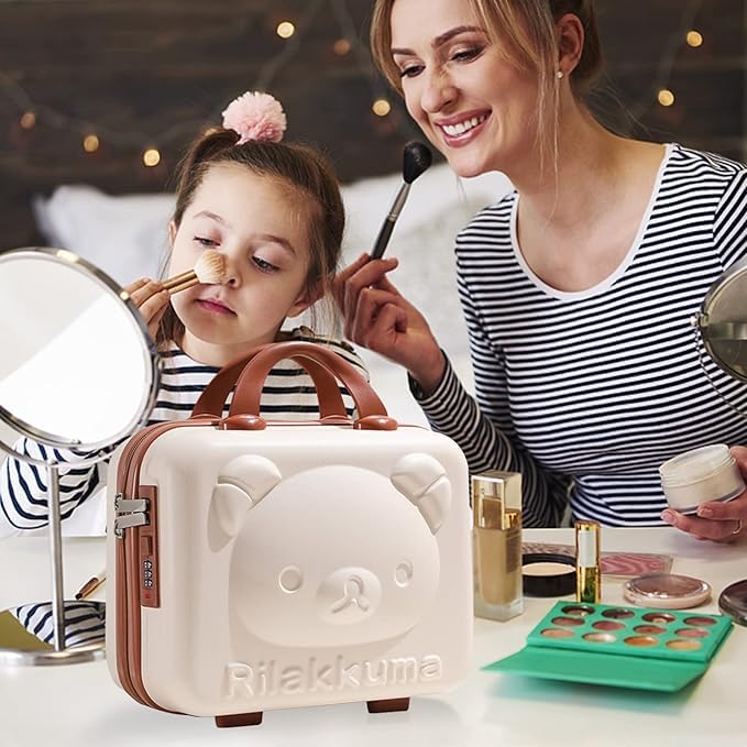 Image of Makeup Case Suitcase, Mini Bag, Mini Hard Shell Travel Luggage, Women Portable Water Proof Carrying Suitcase, Organizer Bag, Small Hard Shell Cosmetic Lugge Bag, Water Proof (C-Cream)