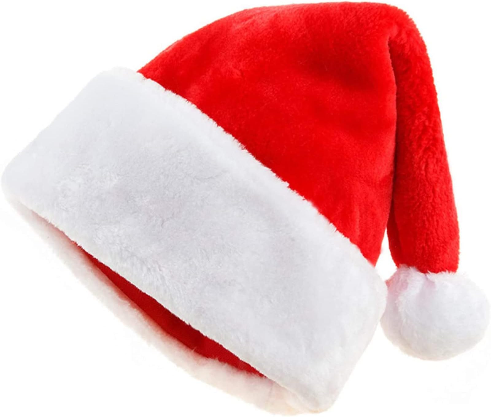 Unisex Soft Plush Velvet Santa Claus Hat with Red Father Extra Thicken Comfort Classic Fur