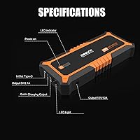 Vista 6 de GOOLOO 4000A Peak Car Jump Starter - 12V Auto Battery Booster SuperSafe Lithium Jump Box for All Gas, Up to 10.0L Diesel Engine, Portable Power Pack