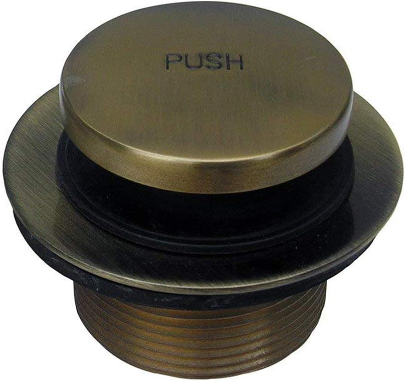 PF WaterWorks PF0920-AB Touch (Tip Toe or Foot Actuated) Bath Tub Drain Assembly with Gasket-Coarse 11.5 Threads Per Inch-Free Hair Catcher/Strainer, Antique Brass